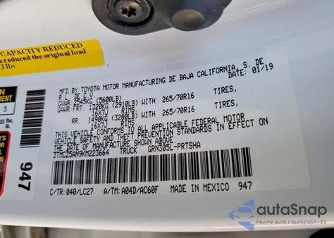 2019 Toyota Tacoma Double Cab from USA, damaged, VIN 3TMCZ5AN9KM223664